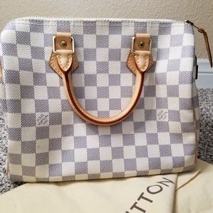 SOLD!Louis Vuitton Speedy 25 Damier Azur AUTHENTIC